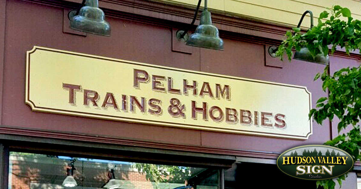 Pelham Trains and Hobbies | Carved Sign